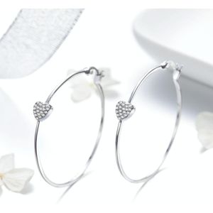 S925 Sterling Silver Earrings Heart-shaped Earrings Inlaid Zircon Earrings
