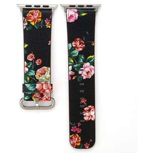 For Apple Watch Series 3 & 2 & 1 38mm Fashion Pastoralism Style Little Floral Pattern Women Watch Leather Wrist Band