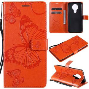 Voor Nokia 3.4 3D Vlinders Relif Patroon Horizontale Flip Lederen Case met Houder & Kaart Slot & Portemonnee (Oranje)