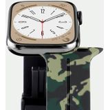 Magnetische sluiting Camouflage siliconen horlogeband voor Apple Watch Series 8 & 7 41 mm / SE 2 & 6 & SE & 5 & 4 40 mm / 3 & 2 & 1 38 mm (camouflage wit)