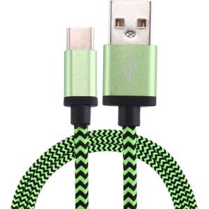 1m Woven Style USB-C / Type-C 3.1 to USB 2.0 Data Sync Charge Cable  For Galaxy S8 & S8 + / LG G6 / Huawei P10 & P10 Plus / Xiaomi Mi6 & Max 2 and other Smartphones(Green)