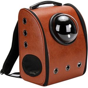 Space Capsule Carrier Breathable Pet Backpack Travel Portable Pet Bag for Cat / Dog and Other Pets  Size:32*29*42cm(Brown)