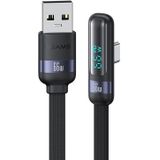 USAMS US-SJ651 6A USB naar USB-C/Type-C aluminium digitaal display snel opladen elleboog datakabel  lengte: 1 2 m