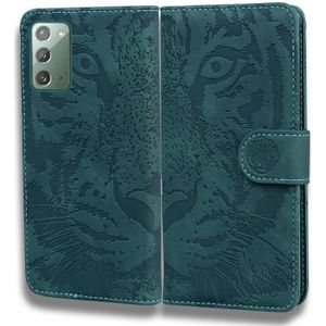 For Samsung Galaxy Note 20 Tiger Embossing Pattern Horizontal Flip Leather Case with Holder & Card Slots & Wallet(Green)
