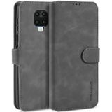 For Xiaomi Redmi Note 9S DG.MING Retro Oil Side Horizontal Flip Case with Holder & Card Slots & Wallet(Grey)