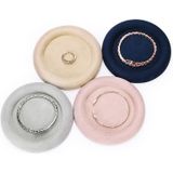 12x1.8cm Sieraden Ring Fluwelen Leer Ronde Lege Plaat Armband Display Rack(Blauw)