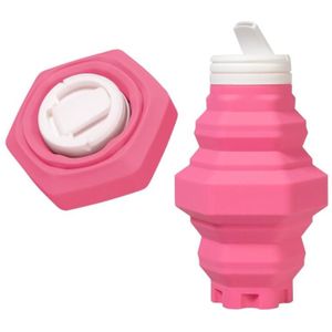 500ml Folding Water Cup Silicone Sports Bottle Outdoor Compressed Water Bottle Portable Travel Cup(Pink)