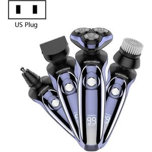 Sportsman SM-530 Electric Men Shaving Knife Multi-Function Base Charging Digital Water Washing Razor  Specification: US Plug(Purple)