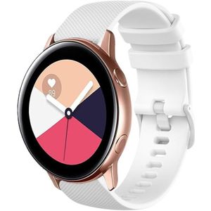 For Samsung Galaxy Watch Active 2 20mm Plaid Solid Color Silicone Watch Band(White)