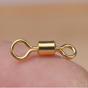 100 PCS Fishing Tackle Supplies Zimu Swivel Gold-plated Swivel Fishing Accessories  Specification: Length 1.1cm(Gold)