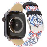 Thorns Printing Genuine Leather Watch Strap for Apple Watch Series 4 44mm (Blue + Red)