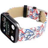 Thorns Printing Genuine Leather Watch Strap for Apple Watch Series 4 44mm (Blue + Red)