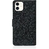 Glitter Powder Horizontal Flip Leather Case with Card Slots & Holder & Lanyard For iPhone 13(Black)