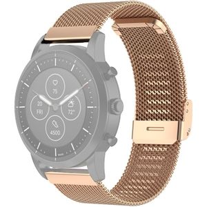 22mm Metal Mesh Wrist Strap Watch Band for Fossil Hybrid Smartwatch HR  Male Gen 4 Explorist HR  Male Sport (Rose Gold)