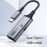 MH338A Dual Type-c / USB-c Adapter Cable Mobile Phone Live Audio Charging Cable(Black)