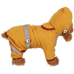 Waterdichte jas kleding modehuis dier regenjas puppy hond kat hoodie regenjas  maat: L (geel)