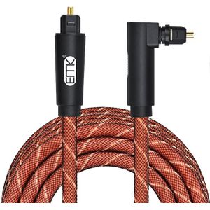 EMK 90 Degree Swivel Adjustable Right Angled 360 Degrees Rotatable Pulg Nylon Woven Mesh Optical Audio Cable  Cable Length:3m(Orange)