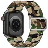 Adjustable Elastic Print Watch Strap For Apple Watch Series 6 & SE & 5 & 4 40mm / 3 & 2 & 1 38mm(Camouflage Green)