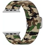 Adjustable Elastic Print Watch Strap For Apple Watch Series 6 & SE & 5 & 4 40mm / 3 & 2 & 1 38mm(Camouflage Green)
