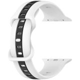 Tweekleurige siliconen horlogeband met vlindergesp voor Apple Watch Series 8&7 41mm / SE 2&6&SE&5&4 40mm / 3&2&1 38mm (wit+zwart)