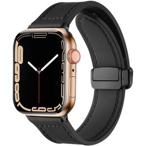 Magnetische opvouwbare siliconen lederen horlogeband voor Apple Watch Series 8 & 7 41 mm / SE 2 & 6 & SE & 5 & 4 40 mm / 3 & 2 & 1 38 mm