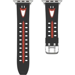 For Apple Watch Series 3 & 2 & 1 42mm Fashion Smiling Face Pattern Silicone Watch Strap (Black+Red)