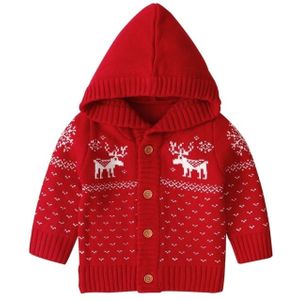 Boys And Girls Cartoon Baby Hooded Knit Jacket (Color:Red Size:80cm)