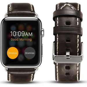 For Apple Watch Series 5 & 4 44mm / 3 & 2 & 1 42mm Oil Wax Retro Cowhide Strap Watchband(Black)