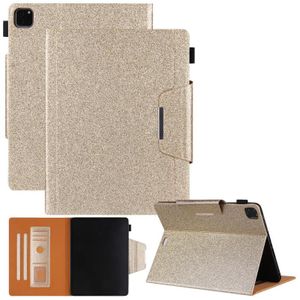 Glitter Poeder Horizontale Flip Lederen Case met Houder & Card Slot & Fotolijst & Portemonnee voor iPad Pro 12.9 2021/2020 / 2018 (Goud)