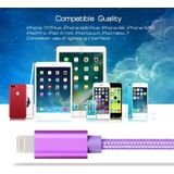 3m 3A Woven Style Metal Head 8 Pin to USB Data / Charger Cable  For iPhone X / iPhone 8 & 8 Plus / iPhone 7 & 7 Plus / iPhone 6 & 6s & 6 Plus & 6s Plus / iPad(Purple)