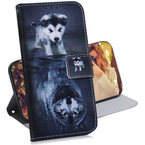 Wolf and Dog Pattern Coloured Drawing Horizontal Flip Leather Case for Galaxy J6 Plus  with Holder & Card Slots & Wallet