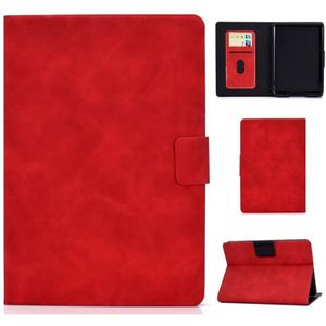 For Kindle Paperwhite 4 / 3 / 2 / 1 Cowhide Texture Horizontal Flip Leather Case with Holder & Card Slots & Sleep / Wake-up Function(Red)