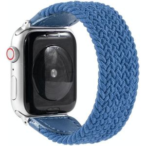 Nylon + Leather Braided Watchband For Apple Watch Series 6 & SE & 5 & 4 44mm / 3 & 2 & 1 42mm  Size:L(Blue)
