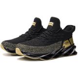 XM-28 Men Sports Casual Shoes Flying Woven Breathable Shoes  Size: 43(Black Gold)