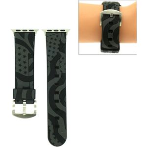 For Apple Watch Series 3 & 2 & 1 38mm Fashion The Old Glory Pattern Silicone Watch Strap(Black)