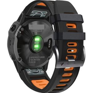 Voor Garmin Fenix 7x Solar 26mm Silicone Sports Two-Color Watch Band (Black+Orange)