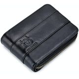 BUFF CAPTAIN 025 Leather Short Horizontal First-Layer Cowhide Wallet Multi-Function Card Tap Wallet(Black)