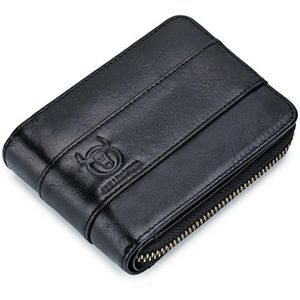 BUFF CAPTAIN 025 Leather Short Horizontal First-Layer Cowhide Wallet Multi-Function Card Tap Wallet(Black)