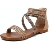 Vrouwen zomer sandalen Romeinse stijl platte schoenen seaside beach schoenen  grootte: 37 (abrikoos)
