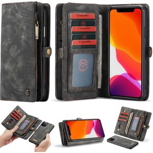 CaseMe-008 afneembare multifunctionele horizontale Flip lederen draagtas met kaartsleuf & houder & rits portemonnee & fotolijstjes voor iPhone XI Max 2019 (zwart)