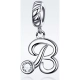 S925 Sterling Silver 26 English Letter Pendant DIY Bracelet Necklace Accessories  Style:B