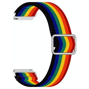 22mm For Galaxy Watch3 45mm/ Huawei Watch GT 2 Pro Adjustable Elastic Printing Replacement Watchband(Rainbow)
