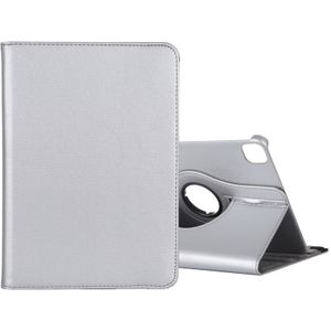 For iPad Pro 12.9 (2020) Litchi Texture Horizontal Flip 360 Degrees Rotation Leather Case with Holder(Silver)