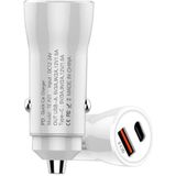 P21 Portable PD 20W + QC 3.0 18W Dual Ports Fast Car Charger(White)