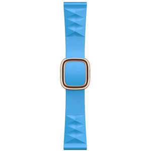 Modern Style Silicone Replacement Strap Watchband For Apple Watch Series 7 & 6 & SE & 5 & 4 44mm  / 3 & 2 & 1 42mm  Style:Rose Gold Buckle(Lake Blue)