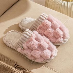 Winter Dames Katoenen Slippers Thuis Koppels Vloerslippers Antislip Warme Pluche Slippers  Maat: 36-37 (Roze)