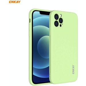 For iPhone 12 Pro Max Hat-Prince ENKAY ENK-PC070 Liquid Silicone Straight Edge Shockproof Protective Case(Light Green)