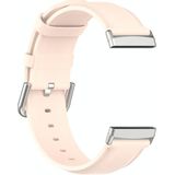 For Fitbit Versa 3 / Fitbit Sense Round Tail Leather Strap  Size: Free Size(Light Pink)