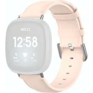 For Fitbit Versa 3 / Fitbit Sense Round Tail Leather Strap  Size: Free Size(Light Pink)