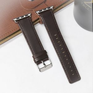 For Apple Watch 5 & 4 44mm / 3 & 2 & 1 42mm Square Tail Retro Crazy Horse Texture Genuine Leather Replacement Strap Watchband(Dark Brown)